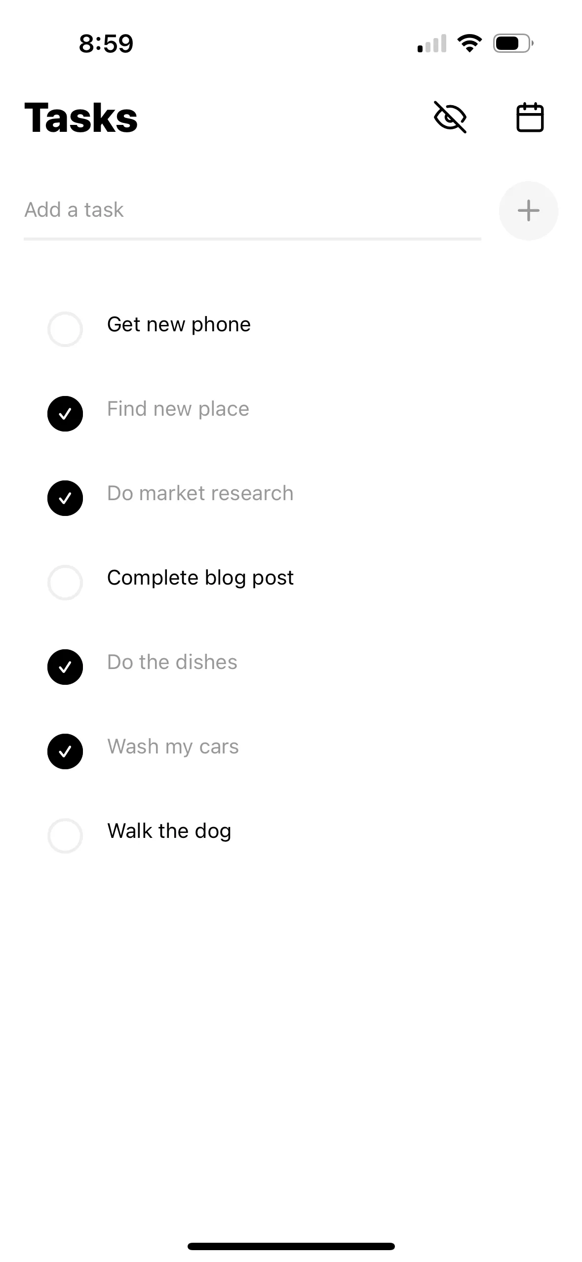 Screenshot 1: Task List View